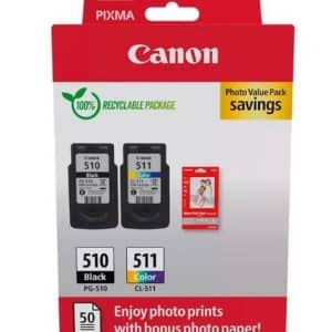 CANON CARTUCHO TINTA PACK PG510 / CL511 + PAPEL PHOTO VALUE ECO