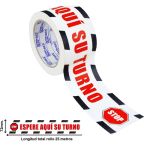 GENERICO CINTA DE SEÑALIZACIÓN ADHESIVA 72MM X 25METROS ROJO/BLANCO ESPERE AQUÍ SU TURNO