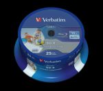 VERBATIM BD-R SL DATALIFE, 25GB, 6X, 25 PACK SPINDLE, WIDE INKJET PRINTABLE