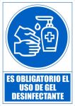 GENERICO ARCHIVO 2000 SEÑAL OBLIGATORIO UTILIZAR GEL DESINFECTANTE 210X297 PVC AZUL Y BLANCO