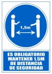 GENERICO ARCHIVO 2000 SEÑAL OBLIGATORIO MANTENER LA DISTANCIA DE SEGURIDAD 1,5M 210X297 PVC AZUL Y