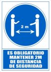 GENERICO ARCHIVO 2000 SEÑAL OBLIGATORIO MANTENER LA DISTANCIA DE SEGURIDAD 2M 210X297 PVC AZUL Y
