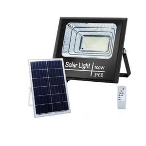GENERICO FOCO PROYECTOR LED SOLAR 100W IP66 PANEL POLICRISTALINO BLANCO FRIO