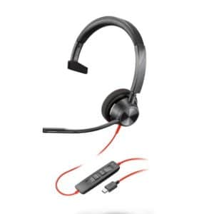 POLY AURICULARES CON CABLE BLACKWIRE 3310 + ADAPTADOR USB-C/A