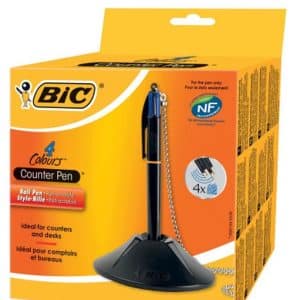 BIC BOLIGRAFO DE TINTA DE ACEITE RETRACTIL CON CADENA Y BASE