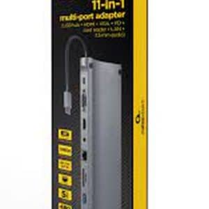 GEMBIRD ADAPTADOR USB-C A 11 EN 1 HUB USB + HDMI + VGA + PD 100W + LECTOR DE TARJETAS + LAN + AUDIO