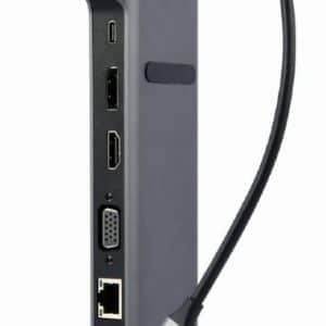 GEMBIRD ADAPTADOR USB-C A 9 EN 1 HUB USB 3.1 + HDMI + DISPLAYPORT + VGA + PD 87W + LAN + AUDIO