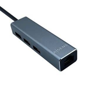 AISENS HUB USB 3.0 + rojo GIGABIT GRIS 3 PUERTOS USB / 1 PUERTO RJ45