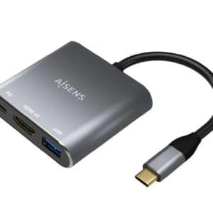 AISENS CONVERSOR USB-C MACHO/ HDMI HEMBRA- USB HEMBRA- USB C HEMBRA 15 CM/ GRIS