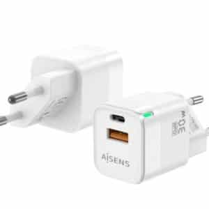 AISENS CARGADOR PARED ASCH-30W2P004-W/ 30W/ 1XUSB/ 1xUSB-C /BLANCO