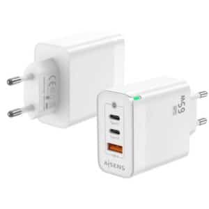 AISENS CARGADOR PARED ASCH-65W3P007-W/ 65W/ 1xUSB/ 2xUSB-C /BLANCO