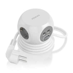 AISENS REGLETA CON INTERRUPTOR 3 TOMAS BLANCO 2 USB Tipo-C/ 2 USB/ Cable 1.4m