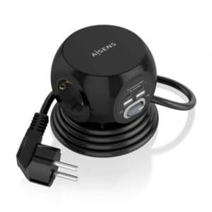 AISENS REGLETA CON INTERRUPTOR 3 TOMAS NEGRO 2 USB Tipo-C/ 2 USB/ Cable 1.4m