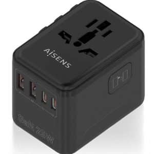 AISENS CARGADOR PARED UNIVERSAL GAN ASPS-2A2C08-BK TOMA DE CORRIENTE UNIVERSAL/ 2 x USB-C/ 25W