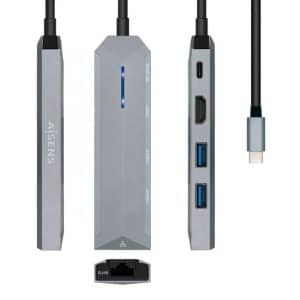 AISENS DOCKING ASUC-5P003-GR GRIS 1 HDMI/ 2 USB/ 1 RJ45/ 1 Audio/ USB PD