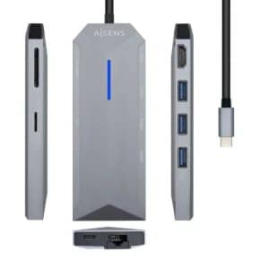 AISENS DOCKING ASUC-8P004-GR GRIS 1 HDMI/ 3 USB/ 1 RJ45/ 1 LECTOR DE TARJETAS/ USB PD