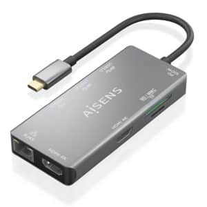 AISENS DOCKING STATION ASUC-9P018-GR GRIS 2 HDMI/ 3 USB/ 1 RJ45/ 1 Lector Tarjetas / 1 USB-C
