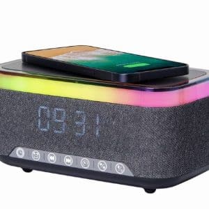 GEMBIRD RELOJ DESPERTADOR DIGITAL CON FUNCION DE CARGA INALAMBRICA NEGRA