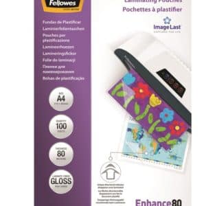 FELLOWES FUNDAS PLASTIFICAR A4 80MICRAS 100UD