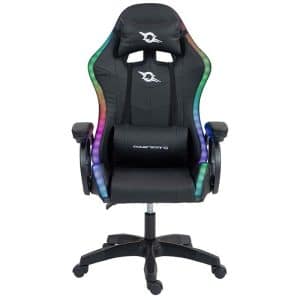 POWERGAMING SILLA GAMING LED RGB NEGRO INCLUYE COJINES CERVICAL Y LUMBAR