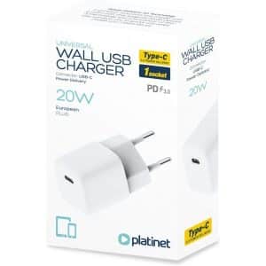 PLATINET CARGADOR PARED 1x USB-C 20W
