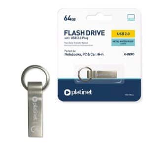 PLATINET PENDRIVE 64GB USB 2.0 PMFMK64 AGUA METAL DURO