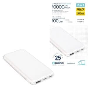 PLATINET POWERBANK 10000mAh 37W BLANCO