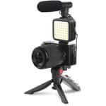 PLATINET KIT VIDEO BLOGGER 4 en 1 MIC LUZ LED SOPORTE TRIPODE