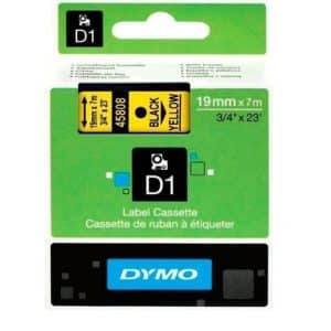 DYMO CINTA TRANFERENCIA TERMICA 19MM TEXTO NEGRO SOBRE FONDO AMARILLO. ANCHO: 19 MM. LONGITUD: 7 M