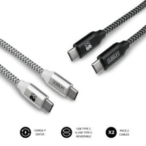 SUBBLIM PACK 2 CABLES USB-C  USB-C (3.0A) negro/plata