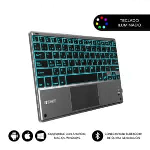 SUBBLIM TECLADO RETROILUMINADO BLUETOOTH SMART BACKLIT BT KEYBOARD TOUCHPAD gris