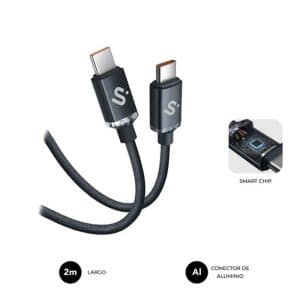 SUBBLIM CABLE USB-C MACHO A USB-C MACHO 60W 2M NEGRO