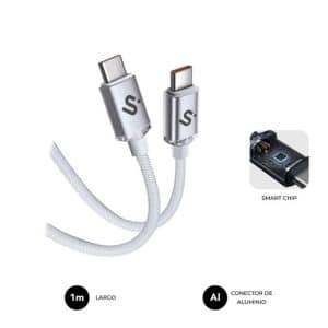 SUBBLIM CABLE USB-C MACHO A USB-C MACHO 60W 1M BLANCO