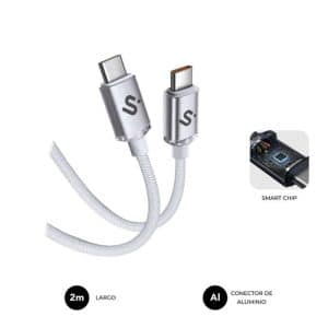 SUBBLIM CABLE USB-C MACHO A USB-C MACHO 60W 2M BLANCO