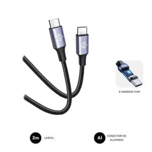 SUBBLIM CABLE USB-C MACHO A USB-C MACHO 100W 2M NEGRO