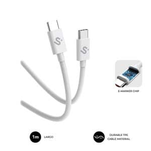 SUBBLIM CABLE USB-C MACHO A USB-C MACHO 100W 1M BLANCO
