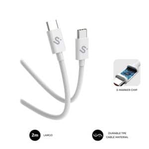 SUBBLIM CABLE USB-C MACHO A USB-C MACHO 100W 2M BLANCO