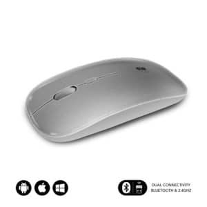 SUBBLIM RATON OPTICO WIRELESS DUAL FLAT MOUSE RECARGABLE plata