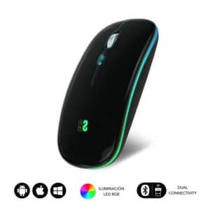 SUBBLIM RATON OPTICO WIRELESS LED DUAL FLAT MOUSE negro