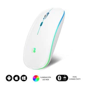 SUBBLIM RATON OPTICO WIRELESS LED DUAL FLAT MOUSE blanco