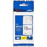 BROTHER CINTA LAMINADA TZESE4 18MM TEXTO NEGRO SOBRE FONDO BLANCO. ANCHO: 18 MM. LONGITUD: 8 M