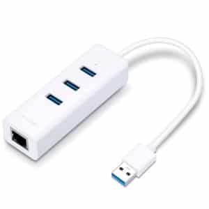 TP-LINK ADAPTADOR USB 2 EN 1 CON HUB DE 3 USB 3.0 Y ADAPTADOR DE rojo