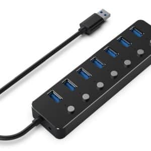 GEMBIRD HUB USB 3.1 7 PUERTOS CON INTERRUPTOR NEGRO