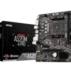 MSI PLACA BASE A520M-A PRO SOCKET AM4 3rd Gen 4000 G-Series/2x DDR4/1x HDMI/1x DVI-D/4x SATA/1x M.2/RAID/M-ATX