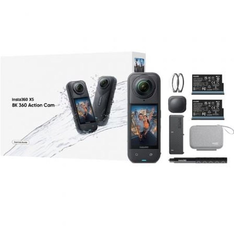 INSTA360 CAMARA DIGITAL X5 + ESSENCIAL KIT 8K/ Ángulo de visión 360º/ Negra
