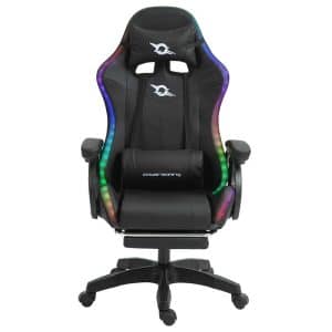 POWERGAMING SILLA GAMING CON 7 PUNTOS DE MASAJE Y REPOSAPIES NEGRO INCLUYE COJINES CERVICAL Y LUMBAR
