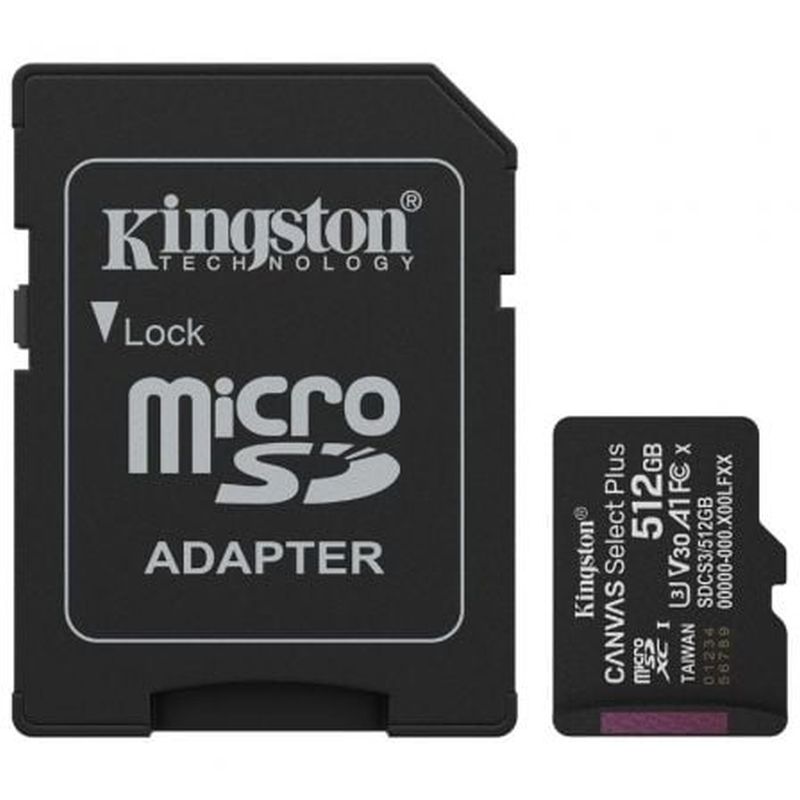 KINGSTON MICRO SD XC CANVAS SELECT PLUS CL10 512GB +ADAPT
