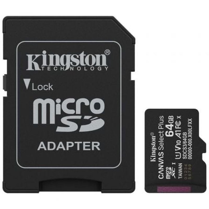 KINGSTON MICRO SD CANVAS SELECT PLUS 64GB SDCS3-64GB CL10 + ADAPT