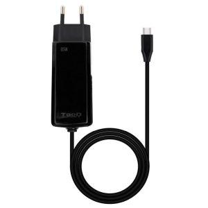 TOOQ CARGADOR PARA PORTÁTIL UNIVERSAL AUTOMÁTICO GAN 65W Type-C PD / Tooq / Negro / TQLC-USBCGAN65PD-C