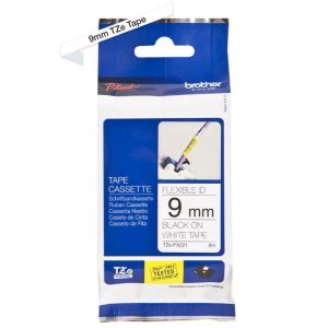 BROTHER CINTA LAMINADA TZE-FX221 9MM TEXTO NEGRO SOBRE FONDO BLANCO. ANCHO: 9 MM. LONGITUD: 8 M